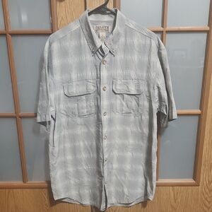 Duluth Trading Co Men's Light Gray And Yellow Plaid Button Down Shirt Medium